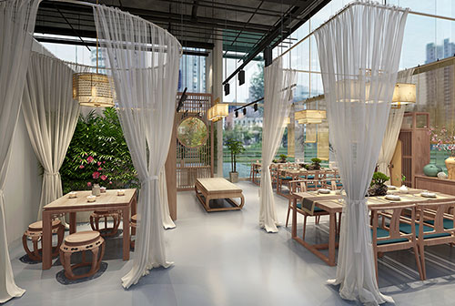 义县200平禅意中式风格奶茶咖啡店装修设计效果图